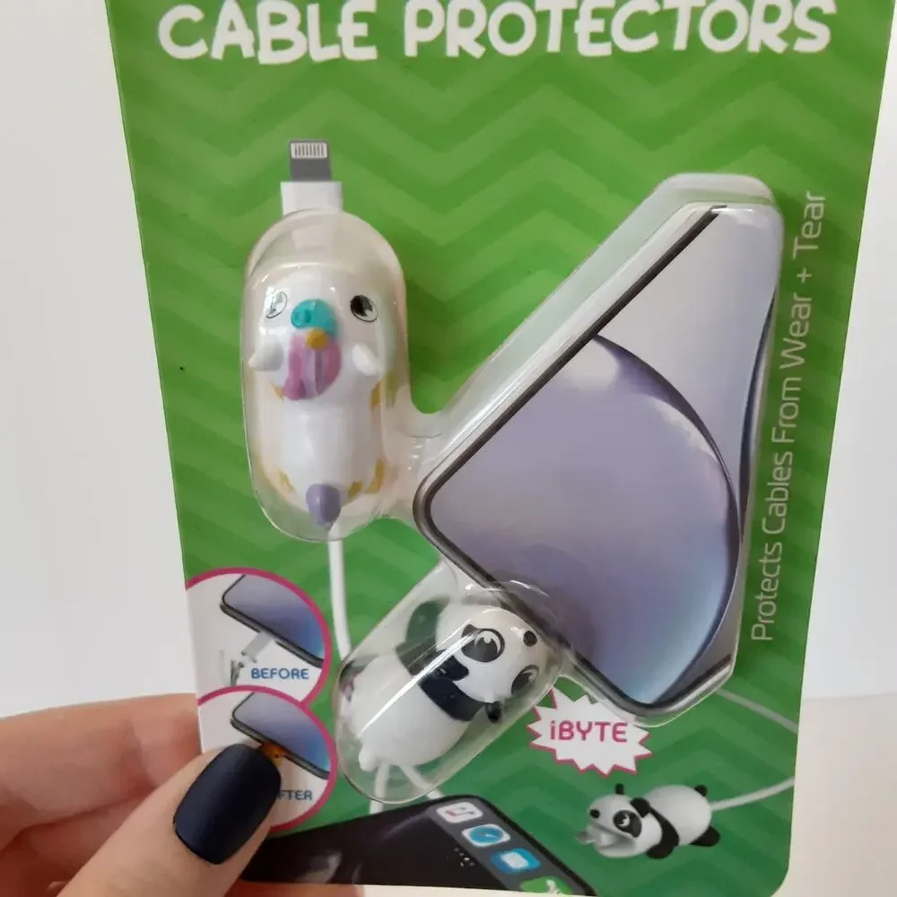 Tzumi Bytes Cable Protectors Rubber Panda & Unicorn 2pk Travel Protection